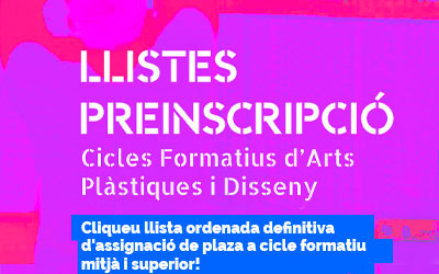 Llista ordenada definitiva d’assignació a cicle mitjà i superior